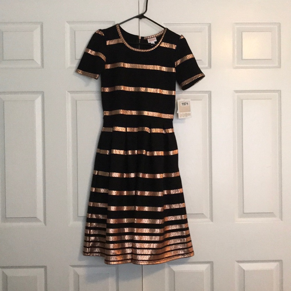 Black w/ Rose Gold foil dress